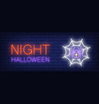 night halloween neon style banner with spider vector image