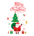 santa christmas text and tree vector image