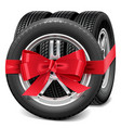 car wheels with red bow vector image vector image