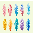set of colored watercolor feathers vector image vector image