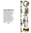 template with brass musical instrument vector image