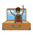 tourist girl cartoon with bag design vector image