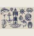 set design elements for seafood vector image