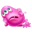 a bored three-eyed pink monster vector image