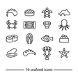 collection of seafood line icons vector image vector image