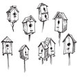 set of hand drawn bird houses vector image