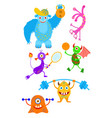 funny fantasy monsters playing sport games vector image