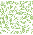 pattern with doodle green leaves vector image