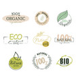 set organic and farm fresh food badges vector image vector image