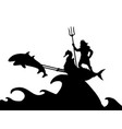 poseidon neptunus god dolphin chariot silhouette vector image