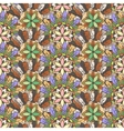 seamless pattern of feathers leafs and flowers vector image