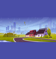 storm with wind and rain in suburb district vector image