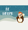 be merry greeting card with cute arctic penguin vector image vector image