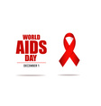 aids awareness red heart ribbon on white vector image