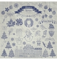 hand drawn christmas doodle icons on notebook vector image vector image