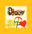 hippie style peace symbol card vector image vector image
