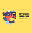 artificial interface landing page template vector image