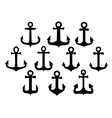 black silhouettes of vintage nautical anchors vector image