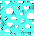 clouds flash and hearts pop art trendy style vector image vector image