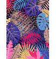 floral background with vivid tropical leaves vector image
