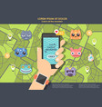 gps game for phone hand holding mobile phone vector image
