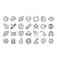 space planet icons astronaut in cosmos rocket vector image