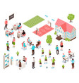 school isometric color set vector image