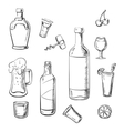 alcohol drinks wine bottles and cocktails vector image