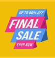 blue and pink final sale banner up to 60 off vector image
