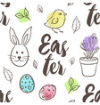 pattern with eggs rabbit and chicken vector image vector image