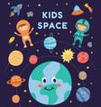 kids in space - cute cartoon astronaut children vector image