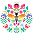 scandinavian folk flowers design cute vector image
