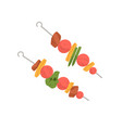 vegetable and meat kebab on skewer grilled bbq vector image