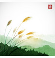 leaves of grass and green forest mountains vector image vector image