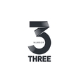 black and white number three strips logo template vector image