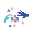 hands with squares vector image vector image