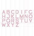 red thin line font latin alphabet on white vector image