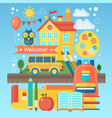 back to school banner with building bus vector image