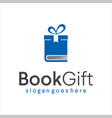 book and gift logo combination present design vector image
