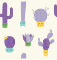 cute cactus seamless pattern vector image