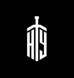 Hy logo monogram with emblem shape combination Vector Image