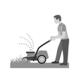 person mowing grass vector image