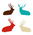 deer silhouettes set hand drawn isolated vintage vector image