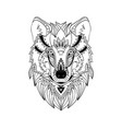 Ethnic hand-drawn wolf face vector image Ethnic hand-drawn wolf face