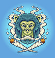 monkey weed smoking cigarette vector image vector image
