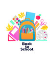 back to school backpack and schoolchild supplies vector image