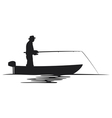 fisherman in a boat silhouette vector image