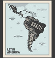 map latin america poster vector image vector image