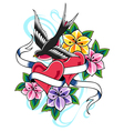 swallow flower tattoo vector image