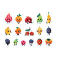 cartoon fruit characters cheerful happy kid vector image vector image